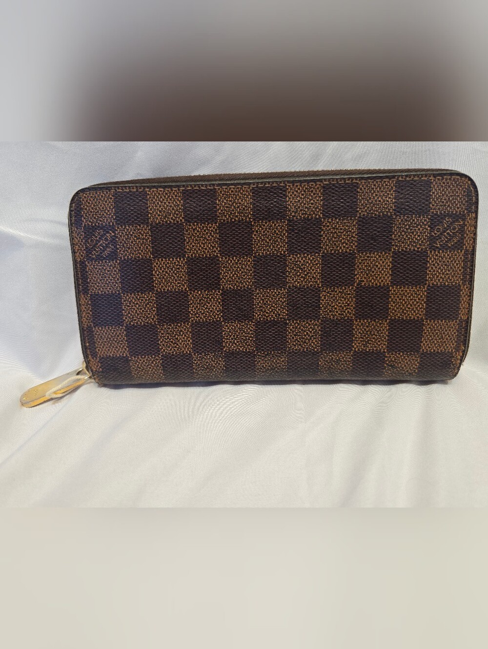 Authentic Louis Vuitton Damier Ebene Zippy Wallet Rose Ballerine